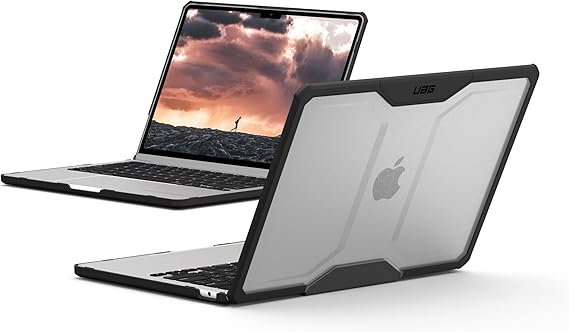 URBAN ARMOR GEAR UAG Designed for MacBook Air 13" Case M5 2026 M4 2025 M3 2024 M2 2022 - Translucent Rugged Lightweight Slim Tactile Grip Laptop Protective Cover, Plyo Ice/Black