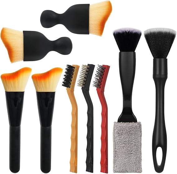 9 Pcs Car Detailing Brush Set, Ultra Soft Hair Car Dust Sweeping Soft Bristle Brush, Microfiber Car Interior Brush for Cleaning Interior, Exterior, Air Vents of Car