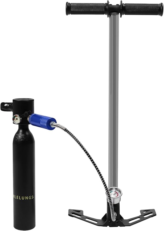 Mini Scuba Tank for Diving 0.5L Scuba Tank with Pump Support 6-10 Minutes Breathing, Scuba Cylinder/Scuba Diving Kit for Provide Back-up Air in Diving Depth Maximum up to 33 ft, Manual Start