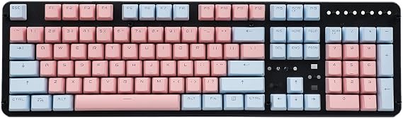 YMDK Double Shot 104 Miami PBT Shine Through OEM Profile Keycap Set Suitable for Cherry MX Switches Mechanical Keyboard (Blue Pink) (Only Keycap)