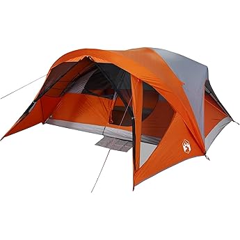 HOMELEN 6-Person Family Tent Cabin Green Waterproof Outdoor Camping Shelter with E-Port Ventilation 185T Polyester PU Coated Rainproof Windproof Large Size for Family Camping Trip Beach Park Backyard