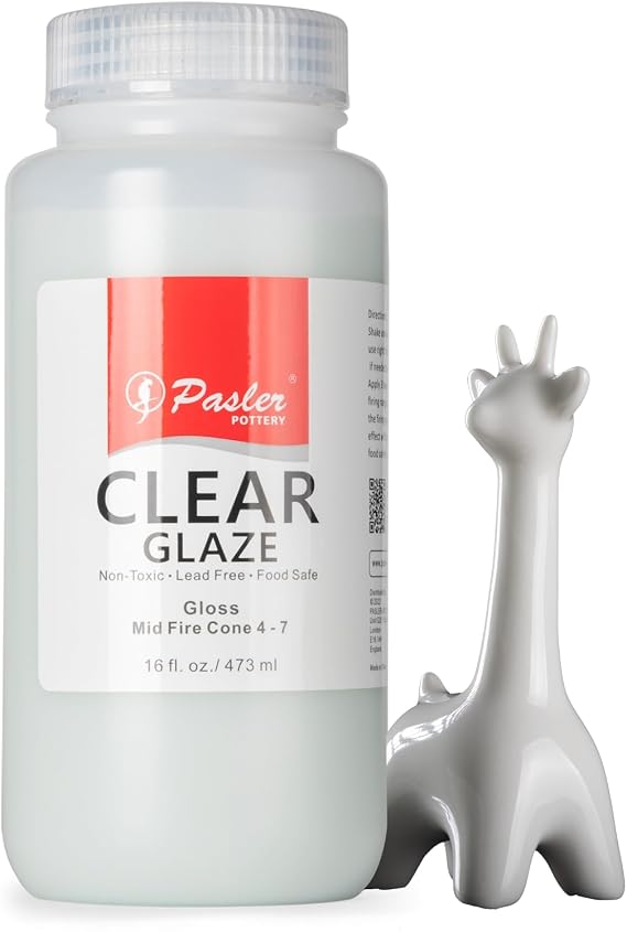 Pasler Clear Glaze Mid Fire for Ceramic Pottery Bisque,PCC10,16fl oz/473ml