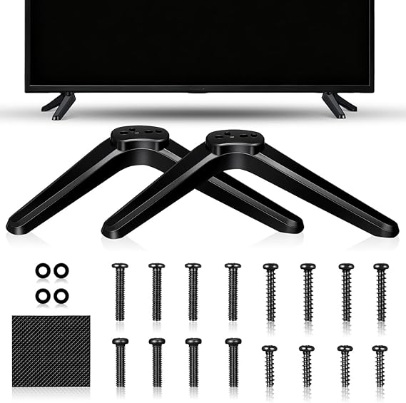 Ipetboom Universal Tv Stand with Mount Brackets Tabletop Television Holder Legs for 32-55 Inch Tvs Includes Screws and Spacers Non-Slip Base Pad for Bedroom and Living Room