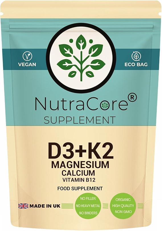 Vitamin D3+K2+B12 | Magnesium+Calcium | 90 Caps | Vegan