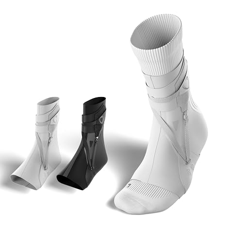 BETTERGUARDS 3.0 Ankle Brace, Ultra-Light Compression Support for Sprains & Injury Recovery, Double Sleeve Wrap for Men & Women, Ideal for Basketball, Soccer & All Sports (White, M, Right)