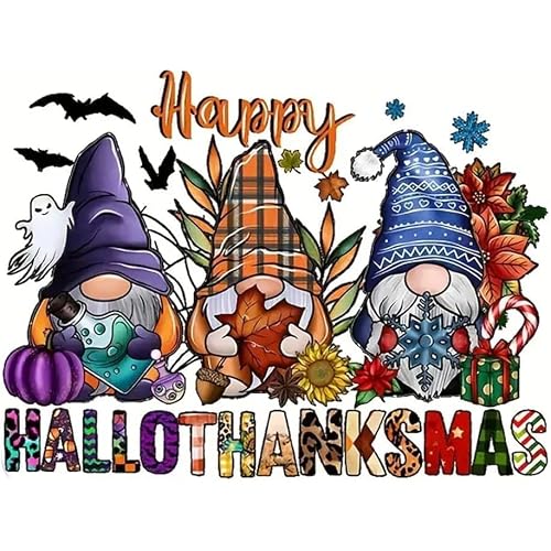 Halloween Stamped Cross Stitch Kits for Beginner, Gnome Needlepoint Counted Cross Stitch Embroidery Kits for Adults, 11CT Dimensions Counted Cross Stitch Patterns Arts Craft Kits