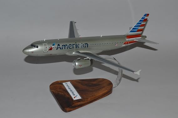 Airbus 320 A320 American Desktop Display Airplane Model Scale 1/100 | handcrafted mahogany wood, painted, airplane model, desktop display, aviation gift