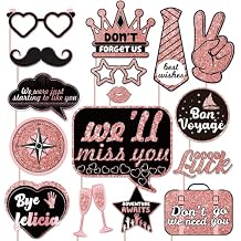 Farewell Decorations Party Photo Booth Props, We Will Miss You Decorations Party Favor, Going Away Party Decorations Rose Gold Photo Booth Props Kit for Retirement Job Change Bye Office Work Party