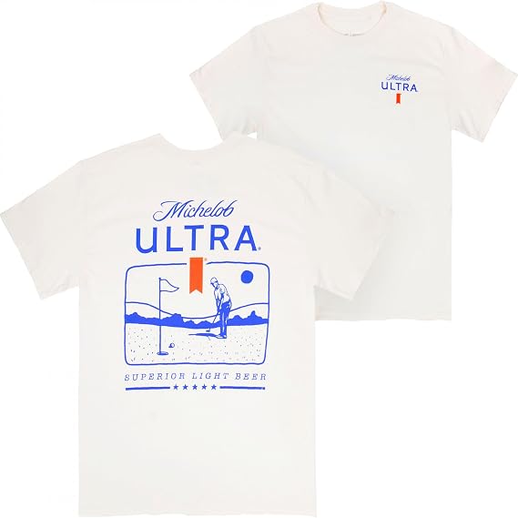 Michelob Ultra Golf Putting Beige Colorway Front & Back Print T-Shirt
