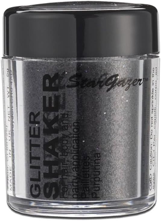 Stargazer Glitter Shaker, Onix. Cosmetic glitter powder for use on the eyes, lips, face, body, hair and nails.