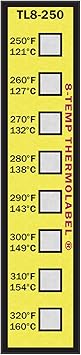 8-Temp Thermolabel 250-320F Temperature Label Pack of 16 Labels