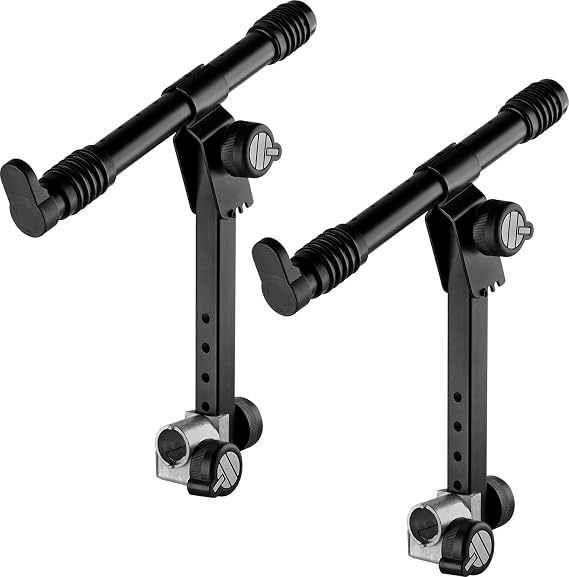 QUIK LOK QLX3 Adjustable Second Tier Add-on Arms for X-Style Keyboard Stands - Heavy Duty Steel Dual Support Extensions with Grip-Lok 30 System, Fully Adjustable Height & Angle, Black