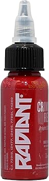 Radiant Colors Tattoo Ink 1oz Bottle | Deep Vivid Crimson Red | High Pigment Load | Vegan | Made in USA (Crimson Red)