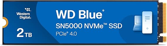 WD Blue SN5000 NVMe SSD 2TB Internal SSD (Speeds of up to 5150MB/s/4850MB/s Read/Write 900TBW Western Digital nCache 4.0 Acronis True Image for Western Digital)