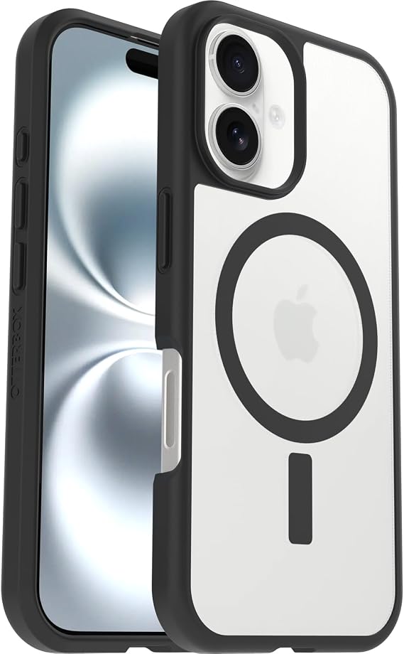 OtterBox iPhone 16 Compatible Sleek Series MagSafe Case, Shockproof and Drop Protective Ultra Thin Protective Case, Transparent/Black
