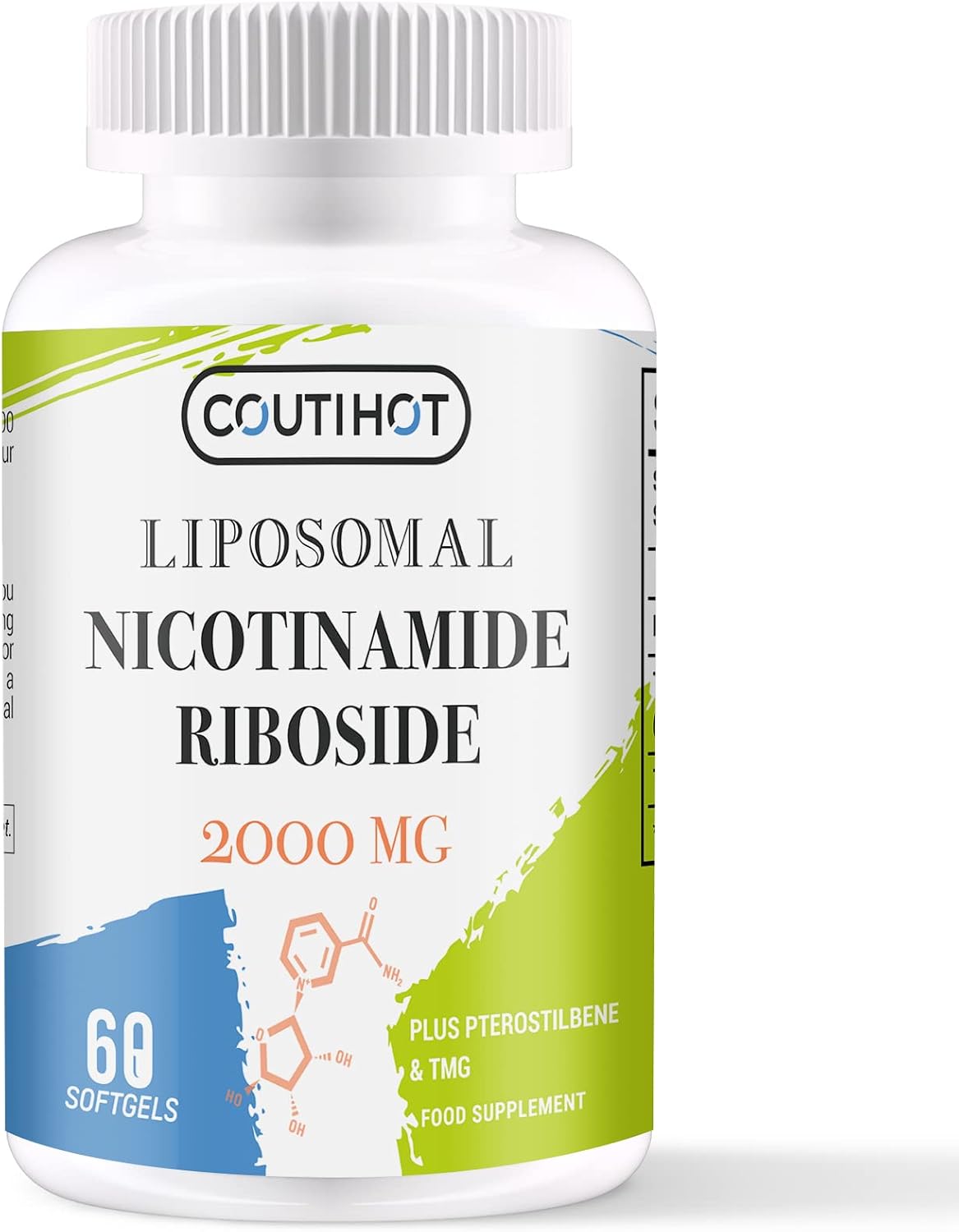 Coutihot Liposomal Nicotinamide Riboside TMG & Trans-Pterostilbene 2000MG, Ultra Pure NR Supplet, Highest bioavailability 60 Count