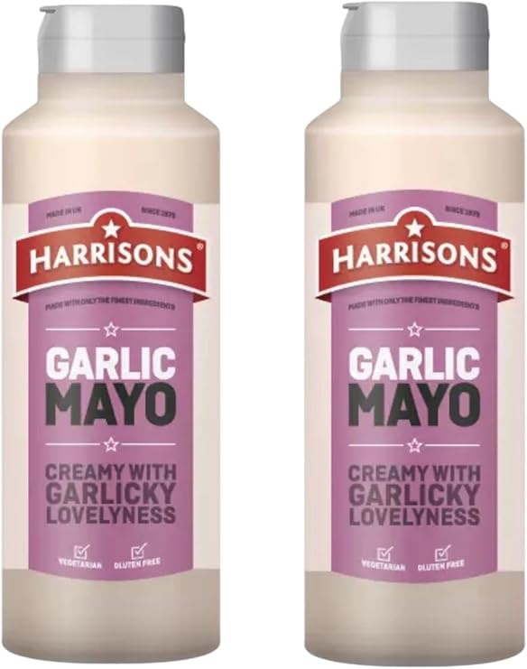 Harrisons Garlic Mayo, Vegetarian, Gluten Free, Creamy Sauce, 2 Pack 500ml each