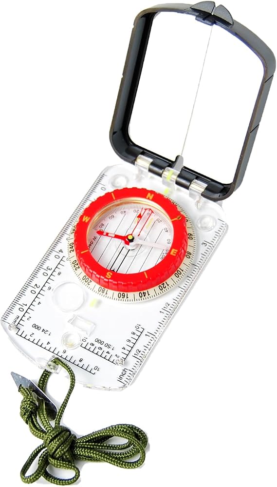 Orienteering Map Compass with Sighting Mirror, Adjustable Declination Clinometer, Night Glowing Dial, Survival Surveying Drawing map Ruler, Professional Field Compass for Map Reading