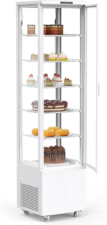 Display Refrigerator 10.52 Cu.Ft Commercial Refrigerated Display Case, Single Door, Led Lighting, Double-Glazed Display Fridge, Auto Defrost & Air-Cooling, for Bakery, Store, Gym, Office, Restaurant