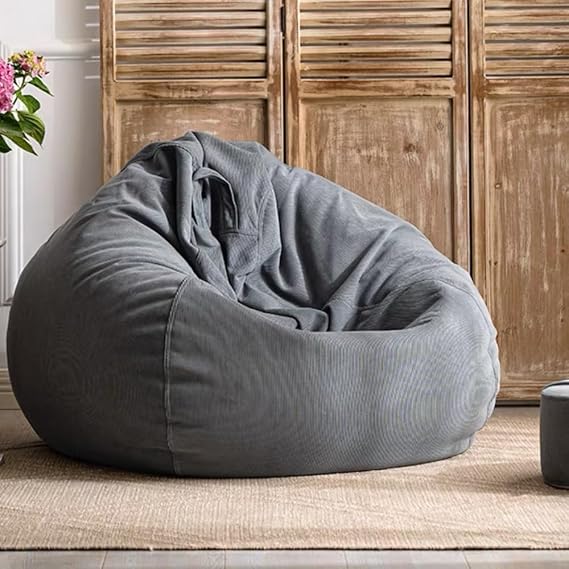 Corduroy Bean Bag Chair(No Fillers)Floor Sofa With Handle Bean Bag Chairs For Adults And Kids,Pouf Sofa Cover Lazy Armchair Couch Teens Living Room Bean Bag For Gaming Reading Relaxing(Blue mist,120x1