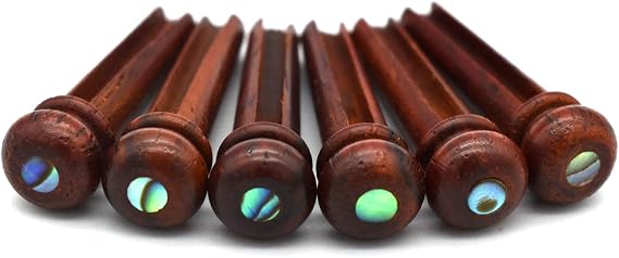 Cocobolo Guitar Bridge Pins, Vintage Style, Slotted, Green Abalone Dot Inlaid.