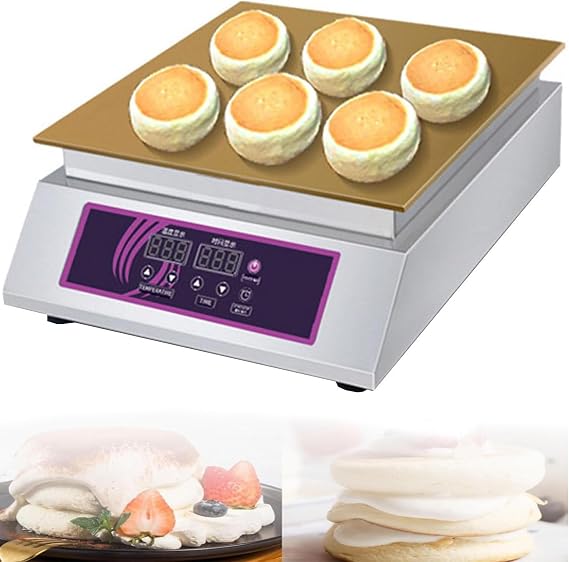 Electric Souffle Machine,Commercial Pancake Maker,Dorayaki Baker Muffin Making Machine,with 8mm Copper Heating Plate,60-240C Temp Control,for Restaurant Bakery Leisure Snack Bar,Singlehead