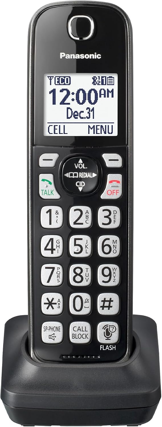 Panasonic Cordless Phone Handset Accessory Compatible with KX-TGD562 / KX-TGD563 / KX-TGD564 Series Cordless Phone Systems - KX-TGDA51M (Metallic Black) | Compatible with Kx-Tgd562/563/564, Dect 6.0, 1.6-Inch Backlit LCD, One-Touch Call Block, Metallic Black, Not Standalone