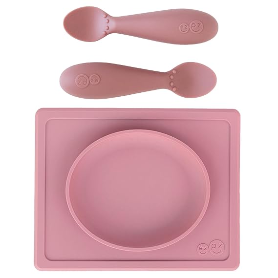 ezpz Tiny Spoon + Tiny Plate - baby essentials spoon and plate