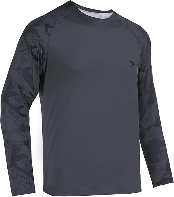 Rodeel Mens Loose-Fit Fishing T-shirt Bluff Performance Long Sleeve Shirt UPF 50 Raglan Sleeve