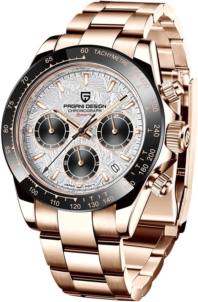 Pagani Design 1644 Men's Classic Chronograph Watches Japan VK63 Movement Panda Dial Ceramic Bezel Stainless Steel Men Fashion Sport Waterproof Quartz Watch