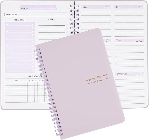 Weekly Planner Notebook A5, Undated To Do List Notebook Diary 52 Weeks