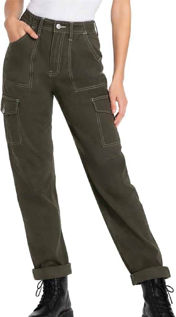 Dickies Womens High Rise Skinny Fit Cuffed Cargo Carpenter Pants