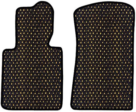 Automotive-Custom Fit Coco Car Mats Mercedes-Benz 1986-1995 w124 2 Piece Front Mat Set Coupe Sedan Wagon Conv. (4-Matic / 4WD/ AWD) 200E 230E 300E E320 300CE Black Yellow Dot-Two Piece