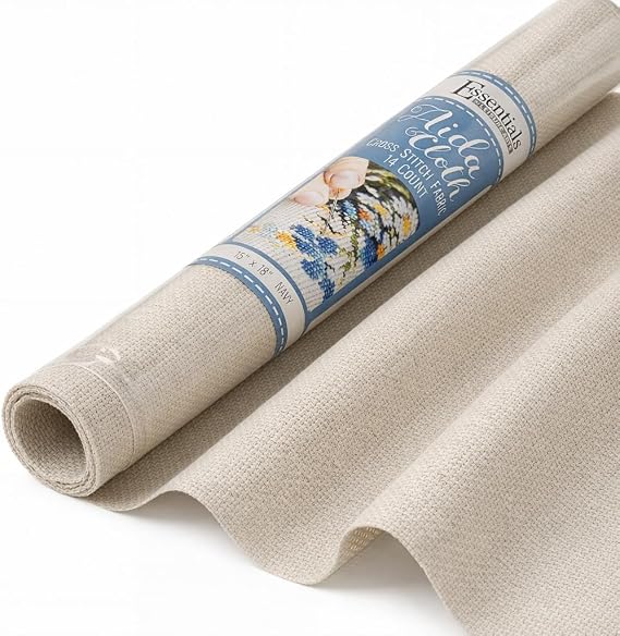 Essentials By Leisure Arts Aida Cloth, 14 Count, Lt Oatmeal, Cross Stitch Fabric, Embroidery Fabric, Cross Stitch Supplies for Crafting, Stitching, and Sewing Projects 15X18