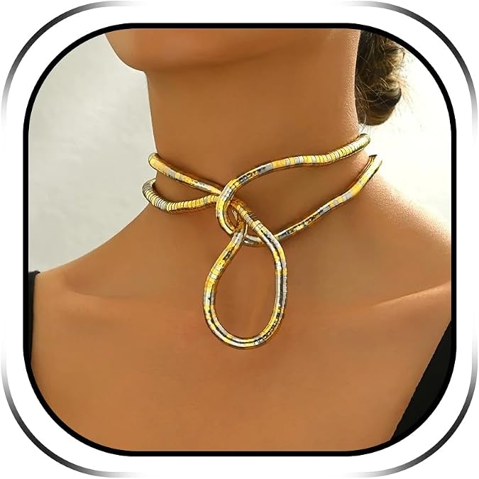 Bendable Snake Necklace for Women Snake Jewelry Shapeable wraparound structure creates sculptural loops knots and layered styling