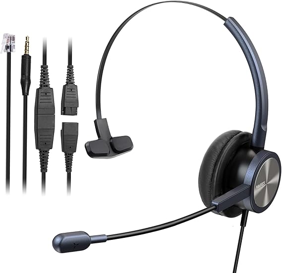 MAIRDI Phone Headset with RJ9 Jack & 3.5mm Connectors for Call Center Office Deskphone Cell Phone PC Laptop, Landline Telephone Headset with Microphone Noise Canceling for Polycom Avaya Nortel