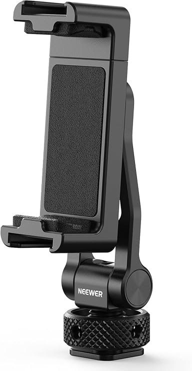 NEEWER GA010 Phone Tripod Mount, 6590mm Adjustable Phone Clamp Holder with 1/4" Thread, 180 Tilt, 360 Swivel, Cold Shoe Accessories Compatible with iPhone 17 Pro Max Samsung S26 Ultra & More