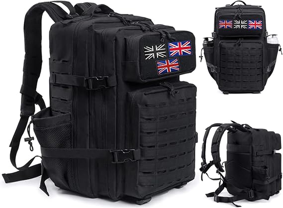 45L Military Tactical Backpack with Bottle Holder, Racksack for Men & Women