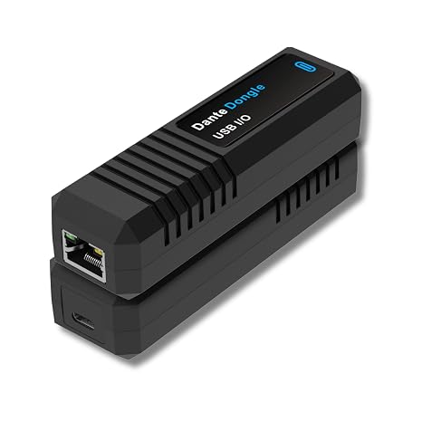 J-Tech Digital Digital Dongle Adapter 2x2 with USB-C and PoE, Bi-Directional Input/Output IO Dante Adapter Supports 2x2 Channels Signals Transmission [JTECH-DA22D-U]