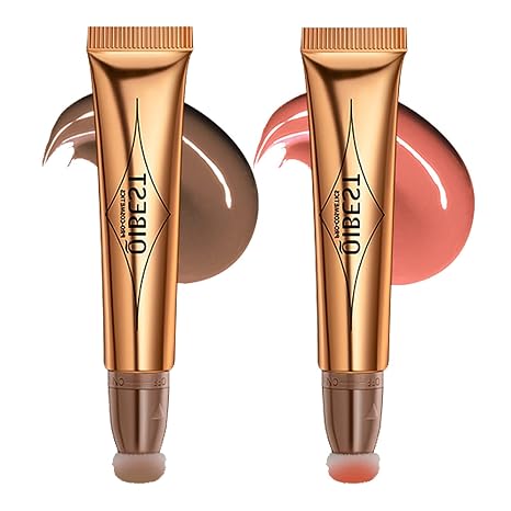 Liquid Contour Beauty Wall Face Highlighter and Bronze Stick Attached with Pillow Applicator Shimmer Long Lasting Silky Cream Face Highlighter Bronze Makeup Stick #2 Pieces (01-02)