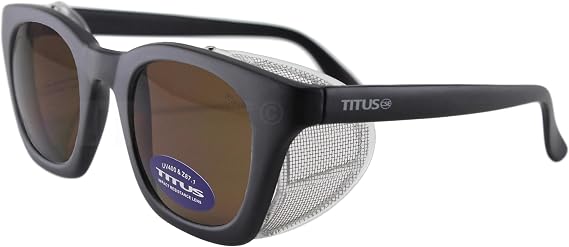 TITUS G12 Retro Style Safety Glasses with Folding Side Shield | Steel Mesh OR Color Matched Side Shield, UV Protection, ANSI Z87.1 standards, Impact Resistant