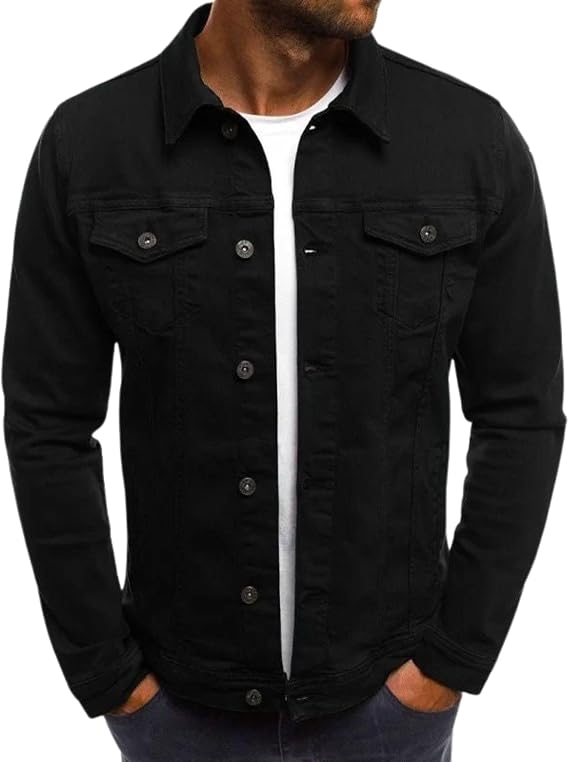 Men's Denim Jean Jacket - Classic Lightweight Jacket - Casual Stylish Jackets for Fashion - Durable Machine Washable jeans Jacket - Perfect Men's Clothing for Everyday Use - Black (S)