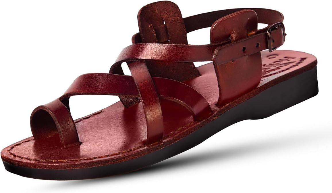 Holy Land Market Men/Women Biblical Jesus Leather Sandals/Slides From Jerusalem (Jesus Style I)