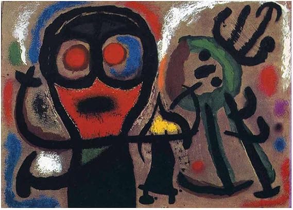 Ltt-Ydd-Ccl Joan MiroCharacter and BirdCanvas Paintings Art Reproduction Abstract Canvas Wall Art Canvas Pictures for Living Room and Bedroom Home Decor (62x86cm-24x34inch-Unframed)
