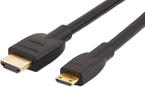 Amazon Basics High Speed Mini HDMI to HDMI Cable for Camcorder, 4K Video, 1.8 m, Black