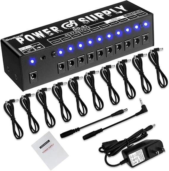 Godtoen GD-01 Guitar Power Supply 10 Isolated DC Output for 9V/12V/18V Effect Pedal