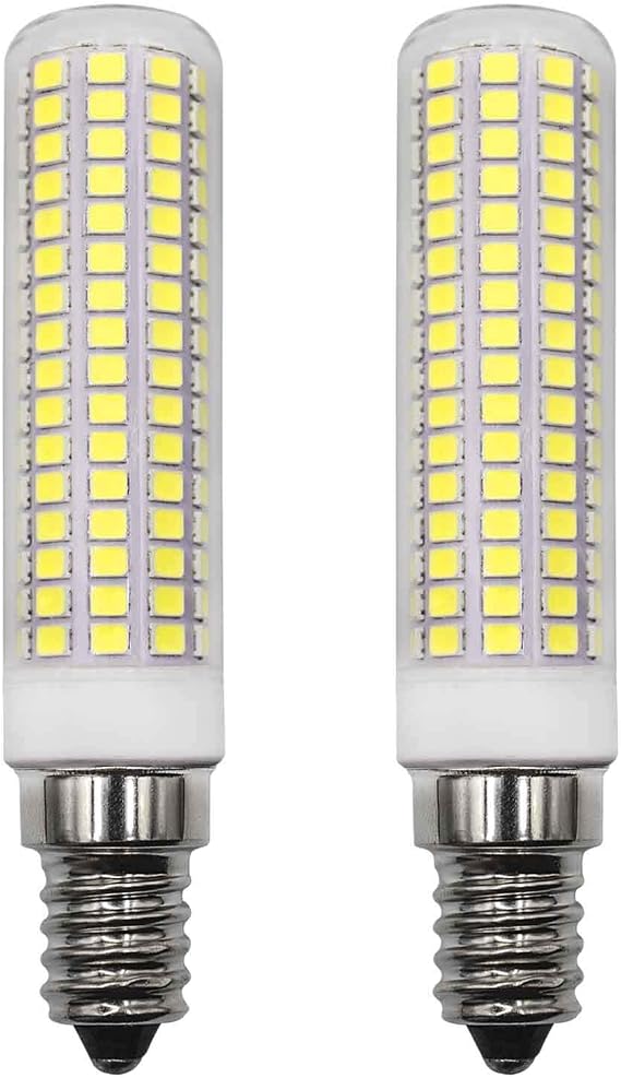 E14 Led Light Bulb 8W Equivalent to 80W 100W 120W Halogen Cool White 6500K 1160Lm AC 95V- 265V C7 Edison Chandelier Small Base for Refrigerator Ceiling Fan Bedroom Salt Lighthouse Pack of 2 [Energy Class E]