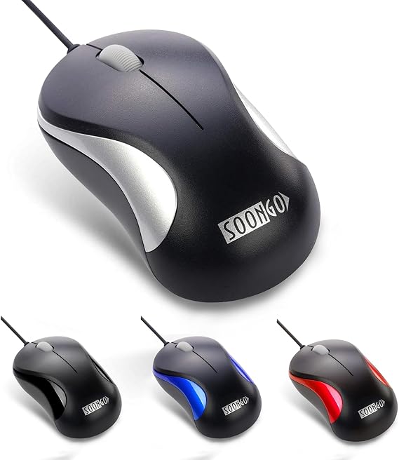 SOON GO Computer Mini USB Wired Optical Mouse Portable for Laptop, Notebook, MacBook - Silver