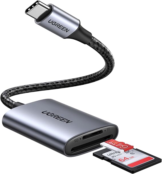 UGREEN USB C SD Card Reader, 2-in-1 Micro SD Memory Card Reader for TF SD Micro SD SDXC SDHC, USB SD Card Reader Type C Compatible with iPhone 17 16, Samsung Galaxy, MacBook, iPad, Trail Game Camera