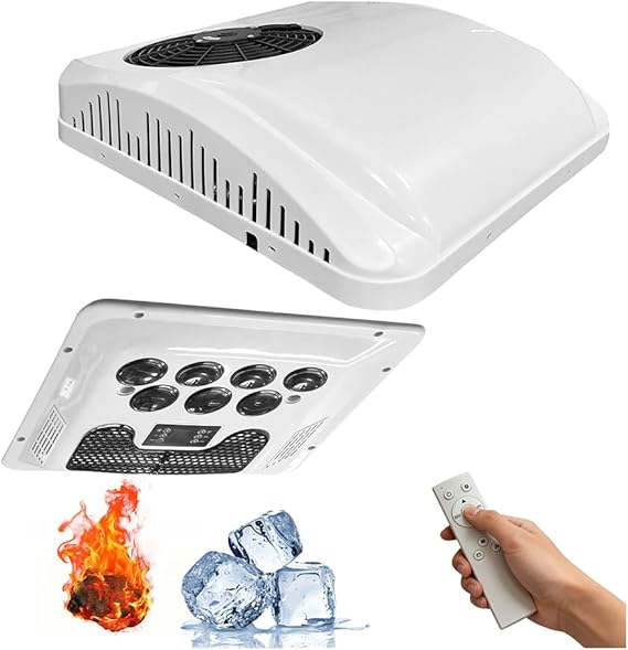 Treeligo Rooftop Air Conditioner for RV 10000 BTU Heating & Cooling,12 Volt DC AC, Brushless Compressors, Ultra-Quiet for Truck, Campers,Campervan, Caravan,Trailers and Motorhome